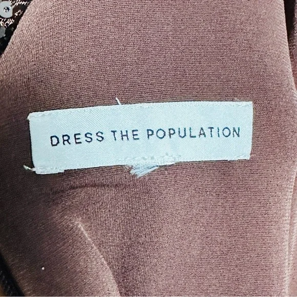 Dress the Population Women's Natasha Sequin Sheath Mocha Midi Dress XL - Picture 15 of 16